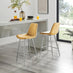 2x Pesaro Mustard Yellow Velvet Counter Stools Silver Legs