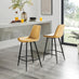 2x Pesaro Mustard Yellow Velvet Counter Stools Black Legs