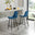 2x Pesaro Navy Blue Velvet Counter Stools Black Legs