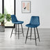 2x Pesaro Navy Blue Velvet Counter Stools Black Legs