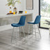 2x Pesaro Navy Blue Velvet Counter Stools Silver Legs