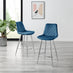 2x Pesaro Navy Blue Velvet Counter Stools Silver Legs