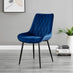 Elina White Marble Effect Round Dining Table & 2 Navy Pesaro Black Leg Chairs