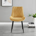 Elina White Marble Effect Round Dining Table & 2 Mustard Pesaro Black Leg Chairs