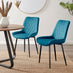 2x Pesaro Blue Velvet Dining Chairs Black Legs