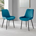 2x Pesaro Blue Velvet Dining Chairs Black Legs