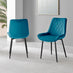 2x Pesaro Blue Velvet Dining Chairs Black Legs