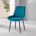 2x Pesaro Blue Velvet Dining Chairs Black Legs
