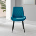 2x Pesaro Blue Velvet Dining Chairs Black Legs
