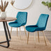 2x Pesaro Blue Velvet Dining Chairs Gold Legs