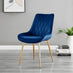 2x Pesaro Navy Velvet Dining Chairs Gold Legs