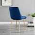 2x Pesaro Navy Velvet Dining Chairs Gold Legs