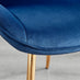 2x Pesaro Navy Velvet Dining Chairs Gold Legs