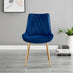 Leonardo 6 Gold Dining Table and 6 Navy Pesaro Gold Leg Chairs