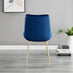 Novara 100cm Gold Round Dining Table and 4 Navy Pesaro Gold Leg Chairs