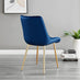 Novara White Marble Gold Leg 120cm Round Dining Table & 6 Navy Pesaro Gold Leg Chairs