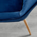 Novara 100cm Gold Round Dining Table and 4 Navy Pesaro Gold Leg Chairs