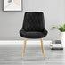 2x Pesaro Black Velvet Dining Chairs Gold Legs