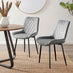 2x Pesaro Grey Velvet Dining Chairs Black Legs