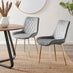 2x Pesaro Grey Velvet Dining Chairs Gold Legs