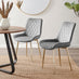 2x Pesaro Grey Velvet Dining Chairs Gold Legs