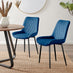 2x Pesaro Navy Velvet Dining Chairs Black Legs