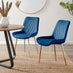 2x Pesaro Navy Velvet Dining Chairs Gold Legs