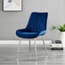 2x Pesaro Navy Velvet Dining Chairs Silver Legs