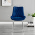 2x Pesaro Navy Velvet Dining Chairs Silver Legs
