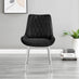 2x Pesaro Black Velvet Dining Chairs Silver Legs