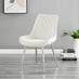 2x Pesaro Cream Velvet Dining Chairs Silver Legs