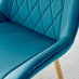 2x Pesaro Blue Velvet Dining Chairs Gold Legs