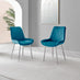 2x Pesaro Blue Velvet Dining Chairs Silver Legs