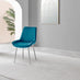 2x Pesaro Blue Velvet Dining Chairs Silver Legs