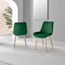 2x Pesaro Green Velvet Dining Chairs Gold Legs