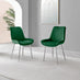 2x Pesaro Green Velvet Dining Chairs Silver Legs