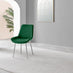 2x Pesaro Green Velvet Dining Chairs Silver Legs