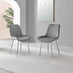 2x Pesaro Grey Velvet Dining Chairs Silver Legs