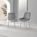 2x Pesaro Grey Velvet Dining Chairs Silver Legs