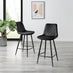 2x Pesaro Black Velvet Counter Stools Black Legs