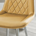 2x Pesaro Mustard Yellow Velvet Counter Stools Silver Legs