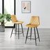 2x Pesaro Mustard Yellow Velvet Counter Stools Black Legs