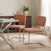 2x Remy Tan Fabric & Faux Leather Dining Chairs