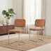 2x Remy Tan Fabric & Faux Leather Dining Chairs