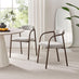 2x Rhea Grey Fabric Dining Chairs Bronze Legs