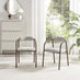 2x Rhea Grey Fabric Dining Chairs Bronze Legs