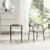2x Rhea Grey Fabric Dining Chairs Bronze Legs