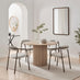 2x Rhea Grey Fabric Dining Chairs Bronze Legs