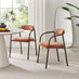 2x Rhea Terracotta Orange Fabric Dining Chairs Bronze Legs