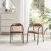2x Rhea Terracotta Orange Fabric Dining Chairs Bronze Legs